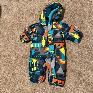 Columbia Infant Snowsuit with Blue and Orange Geometric Design